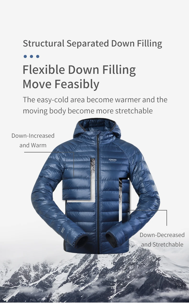 AONIJIE FM5141 Men Male 20D Advanced 800FP Lightweight White Goose Down Jacket Short Hooded Down Coat For Running Travel Daily