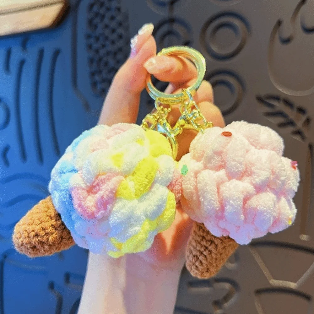 Kawaii Gelato Peluche Portachiavi Soffice Peluche Borsa Ciondolo Ciondoli Borsa Accessori Morbido Simulato Cono di Gelato Regalo per Bambini