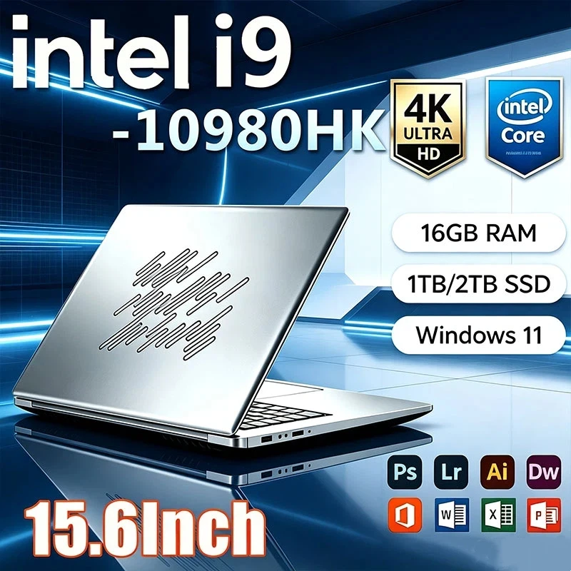 Intel core i9-10980HK Gaming Computer Office Study Laptop 15.6 Inch 16GB RAM 1TB SSD Fingerprint Unlock Notebook Windows 11 Pro