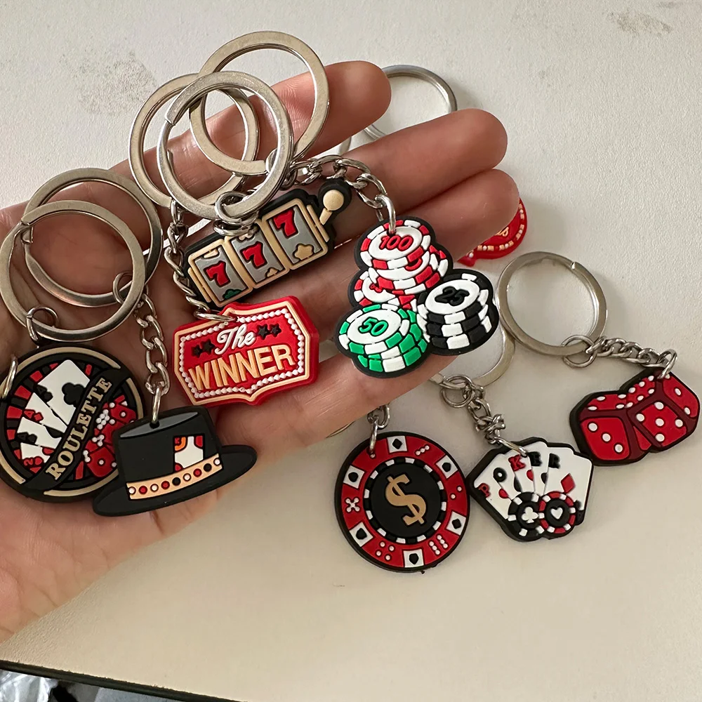 10 Pcs Casino Keychains Casino Poker Birthday themed Party Favor Las Vegas Poker Party, Favor