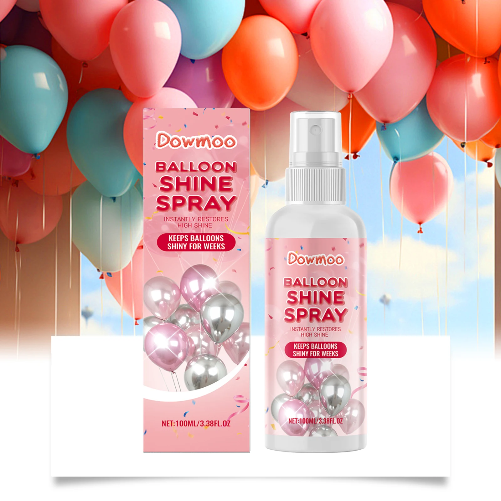 

DOWNMOO Ballon Shine Spray Brightener Anti Fading Restore Party Decoration Atmosphere Quick Drying Balloon Polishing Spray 100ml