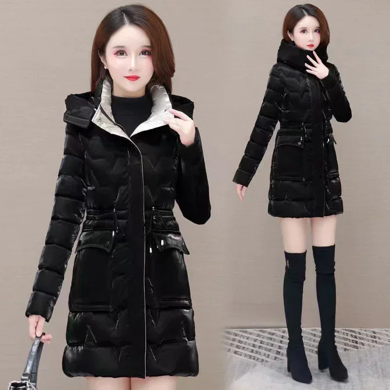 Women's Clothing 2024 New Middle-Aged Winter Down Cotton Jacket Parka Hooded Thicken Warm Coat Female Loose Overcoat Ladies Tops