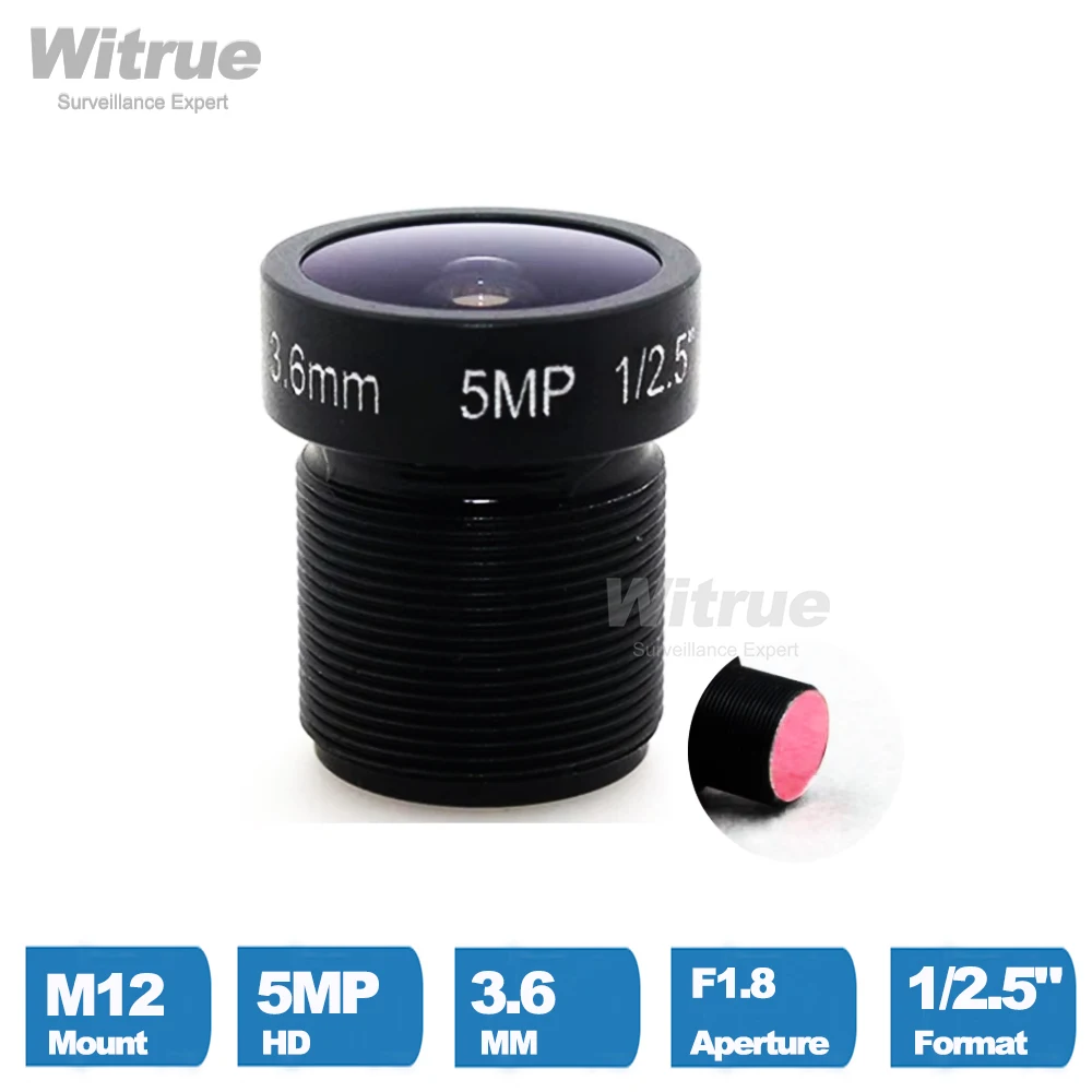 Witrue HD Lens 5.0 Megpixel M12 Mount  3.6mm F1.8  1/2.5