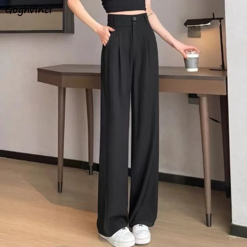 

S-3XL Pants Women Solid High Waist All-match Office Lady Korean Fashion Drape Classic Prevalent Summer Trousers Simple Daily