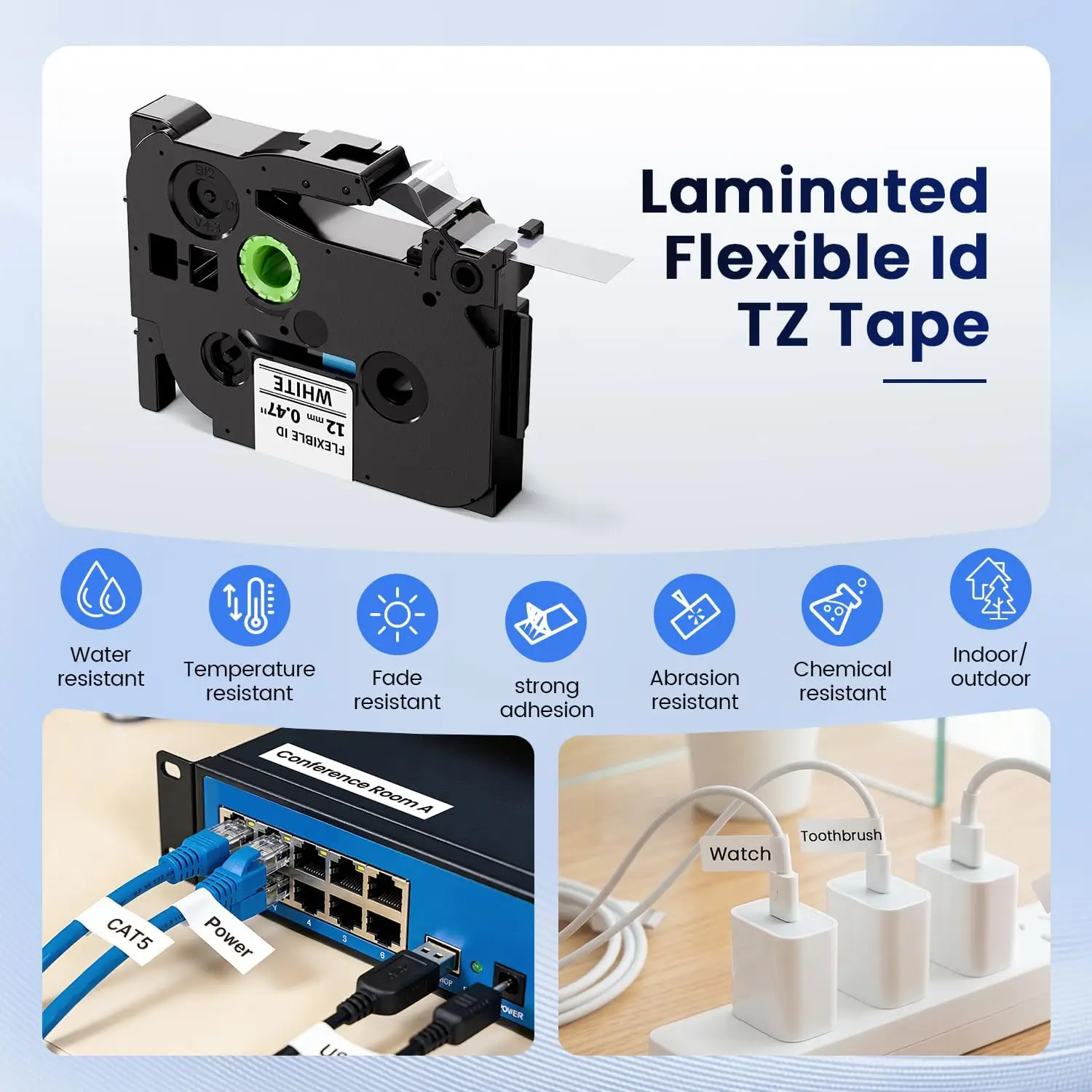 1Pack Flexible-ID  TZe-FX231 Label Tape Compatible with Brother P Touch 12mm Cable/Wire Label Maker Tape Refill Work with E1000