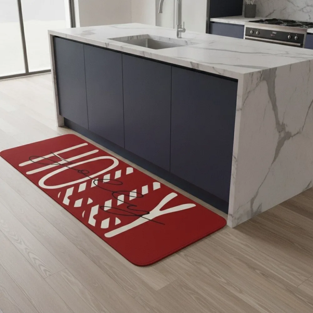 2 Pcs Diatomaceous Earth Christmas Kitchen Rug Set Water-absorbent Wear-resistant Xmas Holiday Rug Non Slip Rectangular