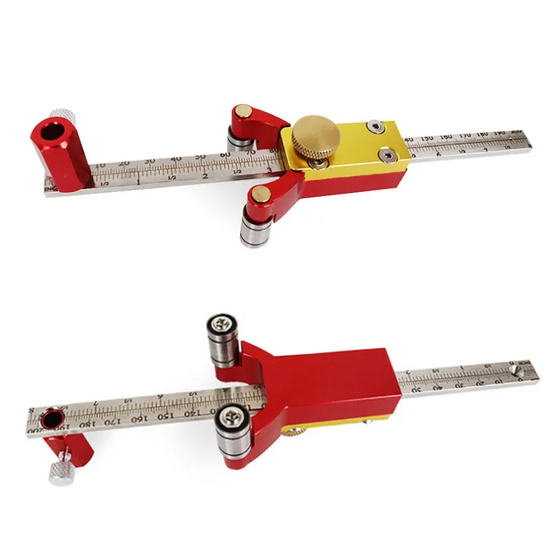Houtbewerking Scribe Rechte Lijn Arc Kraspen Heerser Aluminium Precisie Parallelle Lijn Tekening Markering Gauge Meetinstrumenten