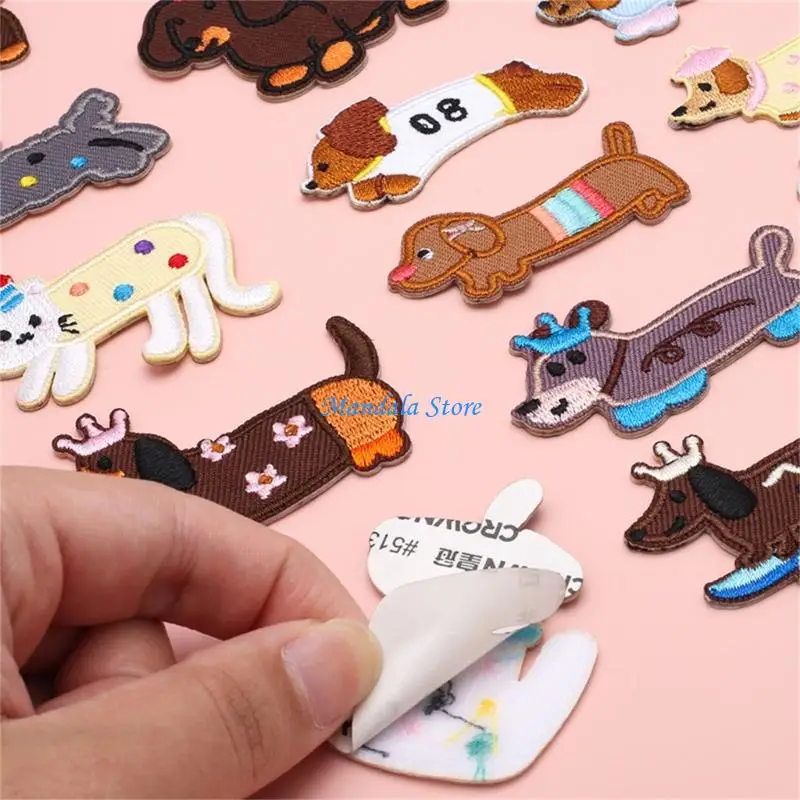 U2JC Dog Animal Embroidered Iron On Fabric Patches Appliques for Jackets Bag Clothes