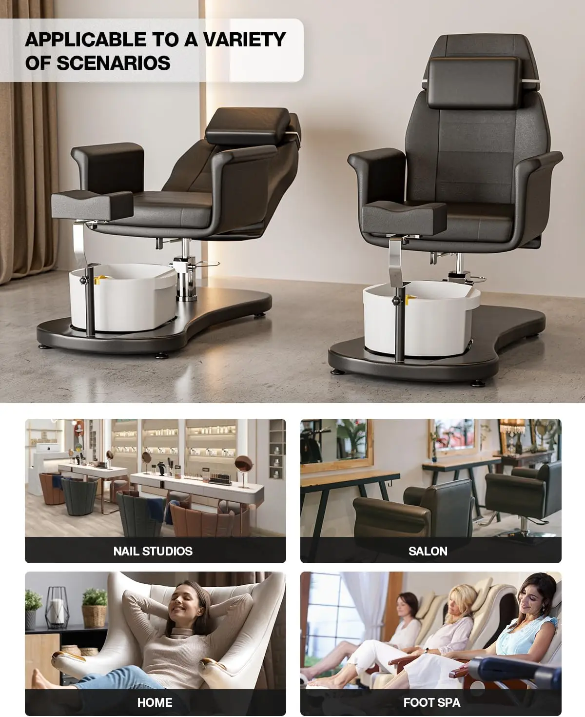 Okakopa Pedicure Chair No Plumbing, Portable Pedicure Station For Nail Tech, 360 Swivel Reclining Salon Pedicure Chairs