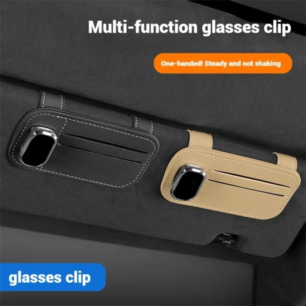 

Universal Fit Sunglasses Holder PU Leather Anti-scratch Glasses Clip Soft Multi-functional Eyeglasses Hanger Vehicle Accessories
