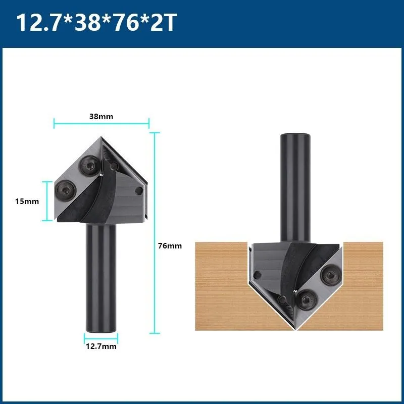 Milling Cutter V Slot Wood planer bit 90 Degrees 1/2 Shank Spoilboard Surfacing Router Bit with Carbide Insert,Wood Tools