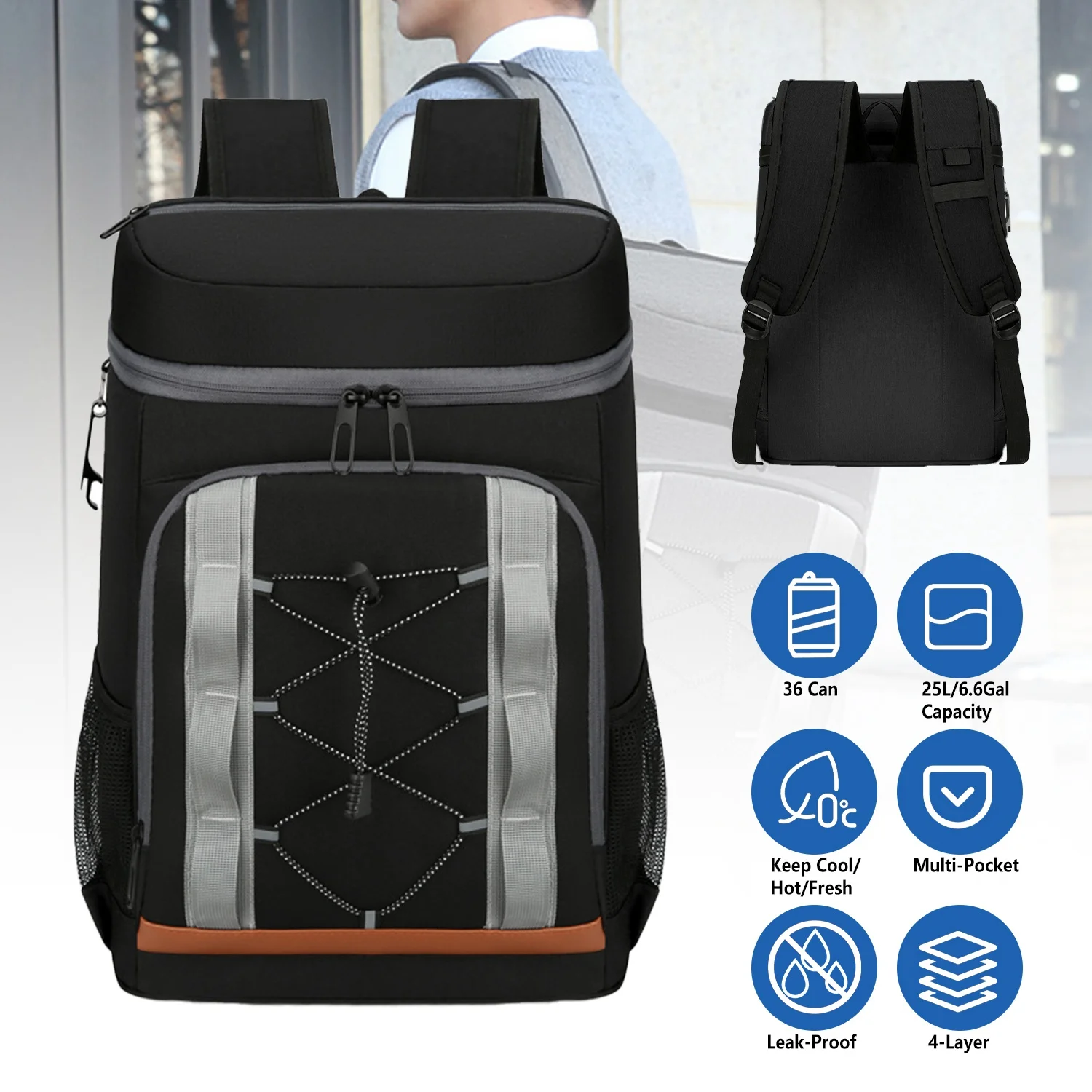 

Cooler Backpack Waterproof Lunch Backpack Leakproof Camping Cooler Lightweight for Men Women for Picnic Camping Hiking Shopping