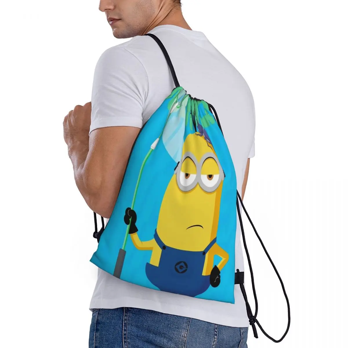 Minions Sport Trekkoord Rugzak Sport Fitness Reizen Outdoor Sackpack Vrouwen En Mannen Grote Capaciteit Gym Zwemstrandtassen