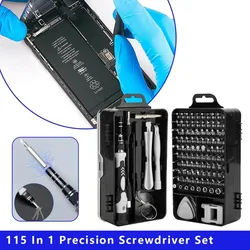 115 in 1 Precision Screwdriver Set with 98 Magnetic Phillips Torx Bits Multifunction Repair Tools Kit for Cellphones, Laptops
