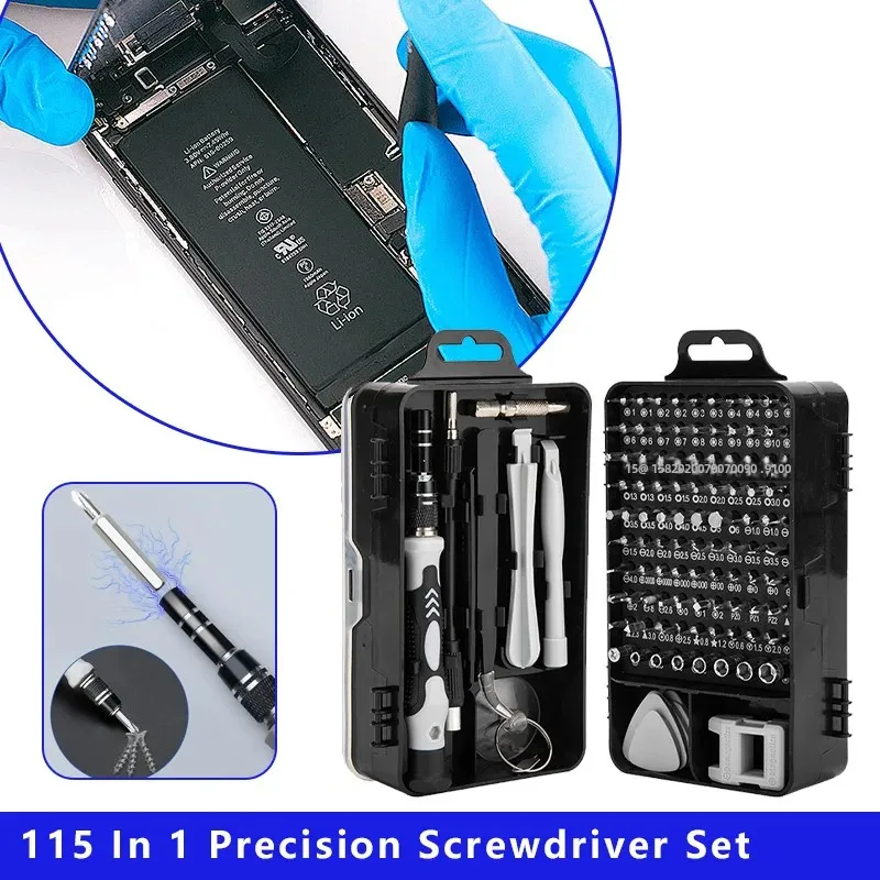 115 in 1 Precision Screwdriver Set with 98 Magnetic Phillips Torx Bits Multifunction Repair Tools  Kit for Cellphones, Laptops