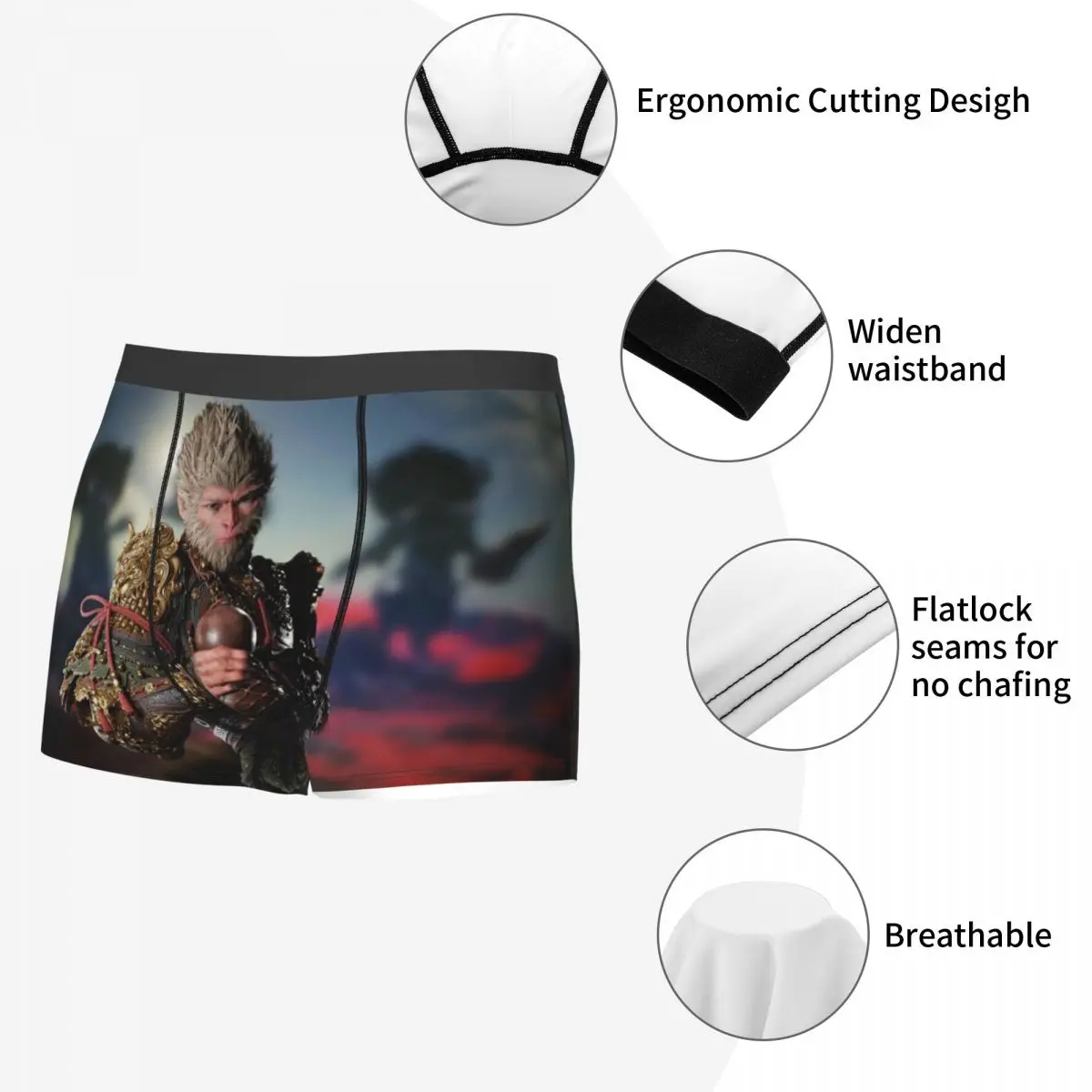 Custom Monkey King Wukong Myth And Folklore Underwear Male Printed Video Game Lover Boxer Briefs Shorts Panties Soft Underpants