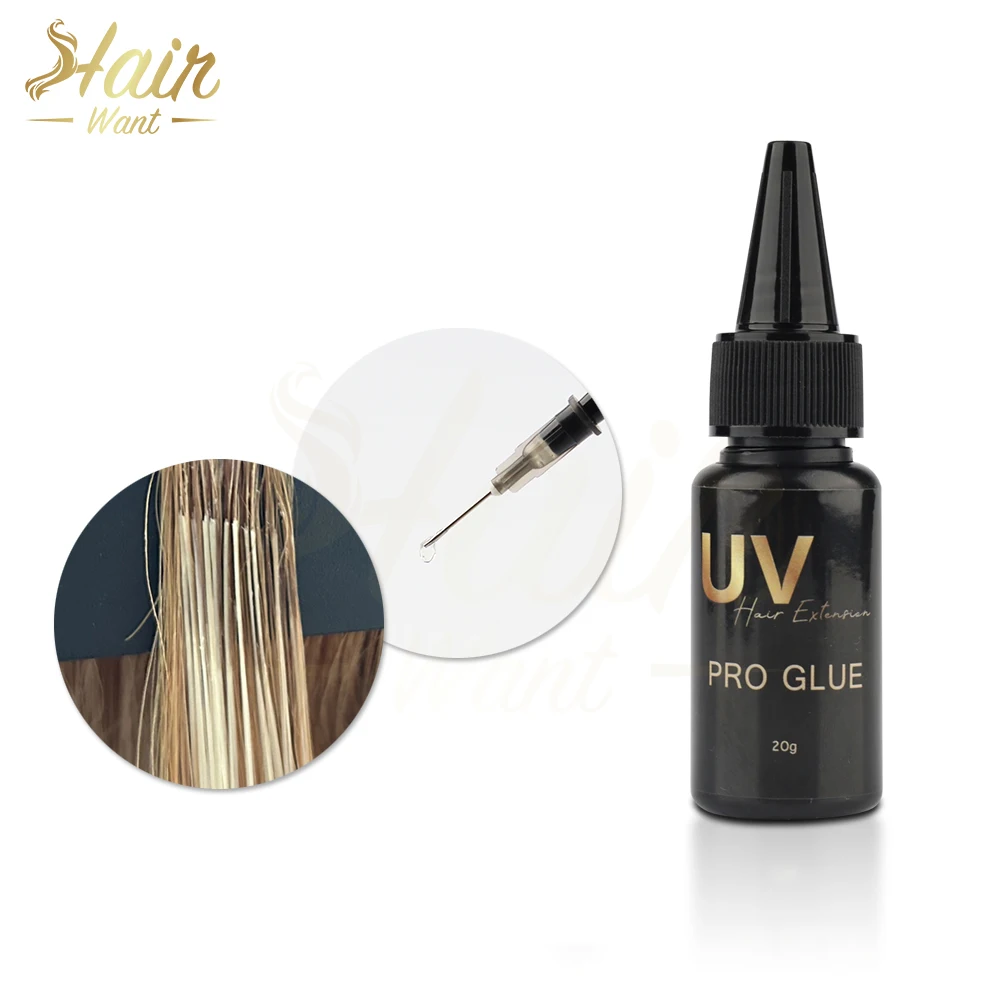 UV LAMP Extensions Adhesive Kit - 20g Transparent Glue for Wig Extensions, UV LAMP System Compatible