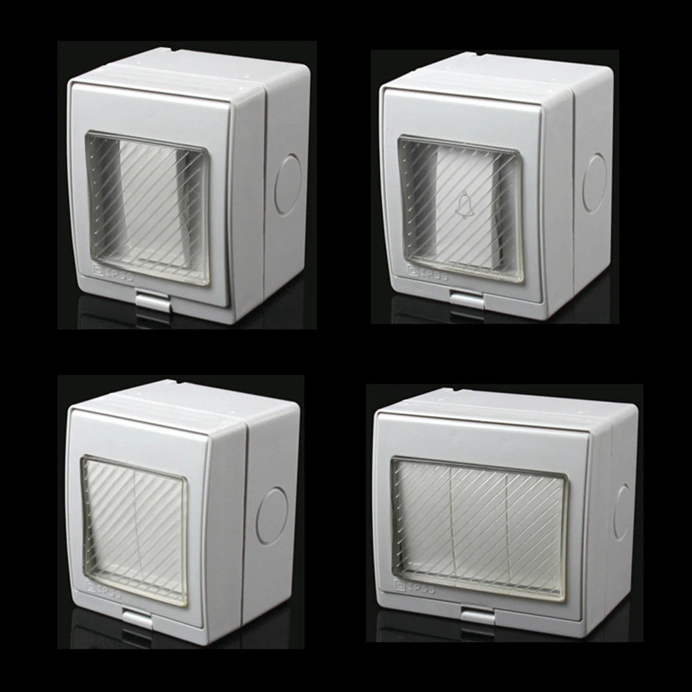 Surface Mounted Outdoor Garden Indoor Bathroom Kitchen Waterproof 1/2/3Gang Doorbell Switch And Rainproof Safety Switch