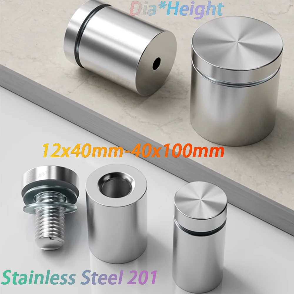 4-8pcs 12-40mm 201 Stainless Steel  Advertising Glass Fastener Advertising Bracket Nail Advertising Board Fixing Screw Hardware