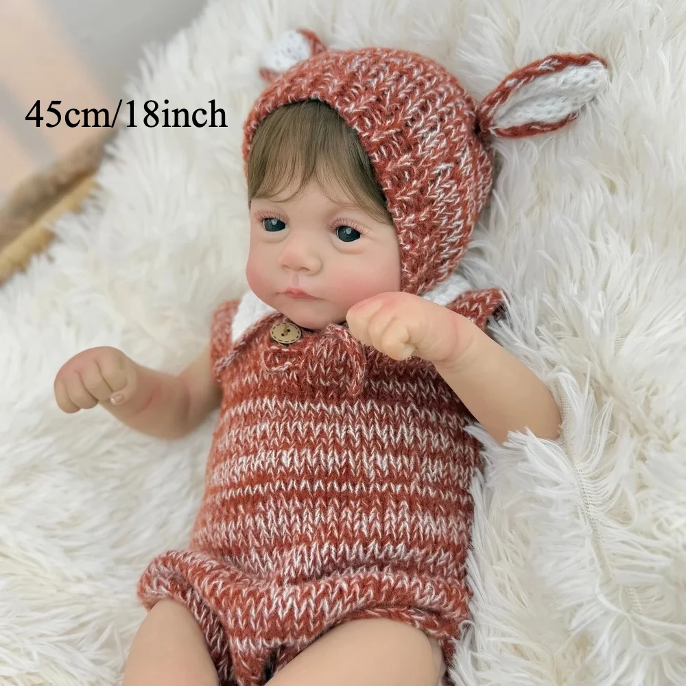 BZDOLL 45cm 18 Inch Realistic Collectible Toy with 3D-Skin Vinyl Limbs And Soft Cloth Body Lifelike Reborn Doll for Kids