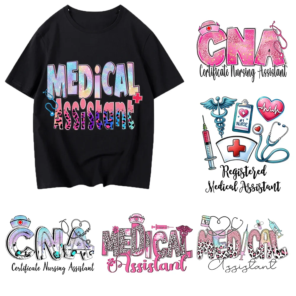 

30cm Nurse Medical Heat Transfer Stickers Iron On Clothes DTF Pinted Vinyl Thermal Appliques Washable T-Shirt Decal