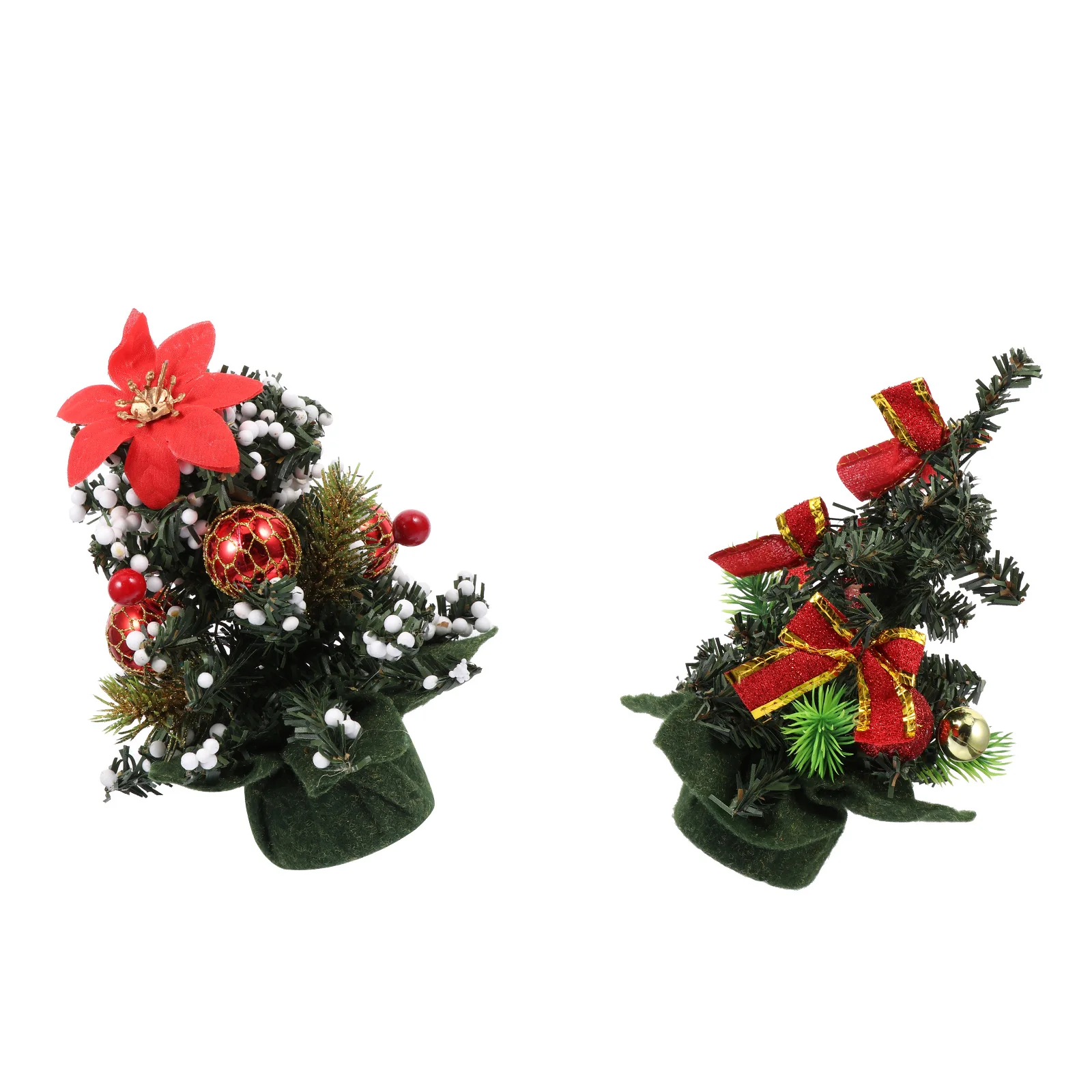

2pcs Desktop Christmas Mini Artificial Xmas Tree Festive Ornament Plastic Holiday Tabletop Showcase Adornment Home Party