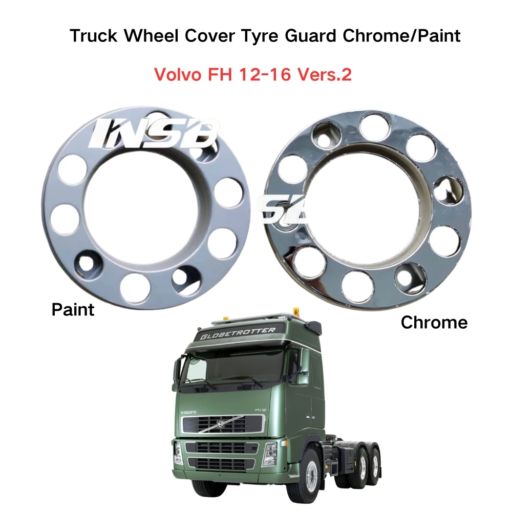 INSB 1 Pcs Truck Wheel Cover Tyre Guard Chrome/Paint 3988730 for Volvo FH 12-16 Vers.2 Truck