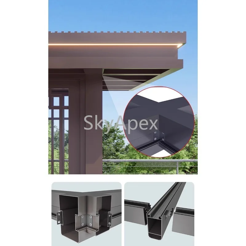 New  Chinese  Outdoor  Shading  Tea Room Aluminum Alloy Sun Room Villa Garden Yard Custom Gazebo Factory Made All Weather Stable