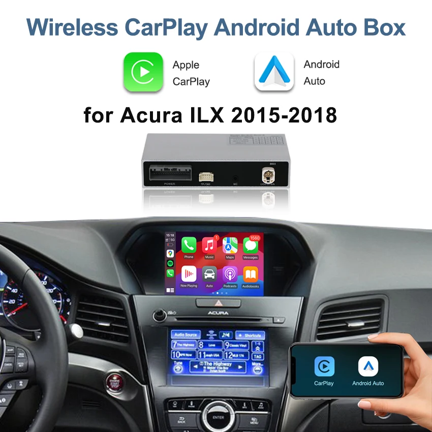 

Wireless CarPlay Android Auto Adapter for Acura ILX 2015-2018,Supports Online Navigation, MirrorLink,OEM Screen Upgrade