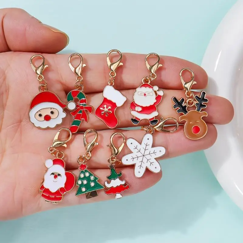 Mixed Christmas Theme Keychains Clip-on Pendants