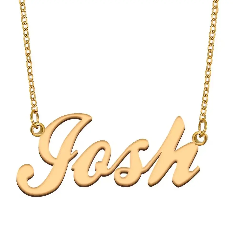 

Josh Name Necklace for Women Stainless Steel Jewelry Gold Plated Nameplat Pendant Femme Mothers Girlfriend Gift