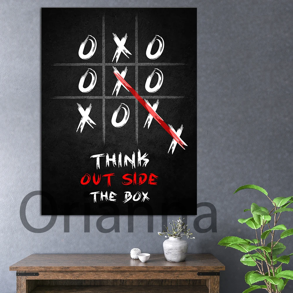 Think Out Side The Box Tic Tac Toe Game Pictures Wall Art Retro Pop Canvas Paintings Hd Prints Modern Modular Poster Home Decor