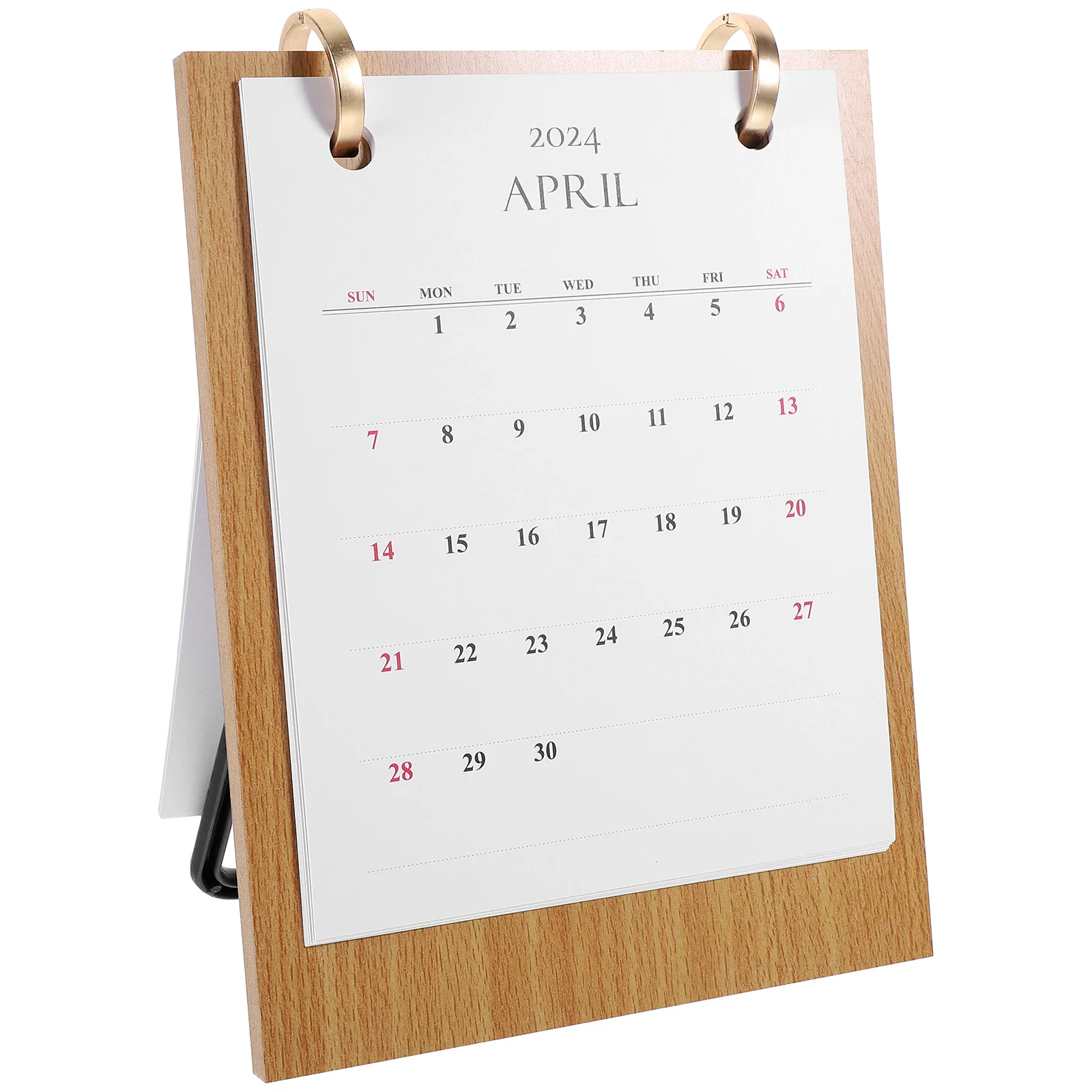 Decor Desk Standing Flipped Calendar Paper Monthly Planner Schedule Calendar With Wooden Stand For Home Office