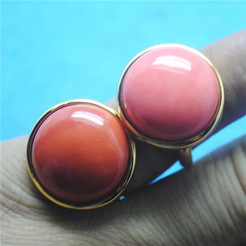 1PC HOT WOMEN FINGER RINGS HOLE SIZE 16MM DIAMETER CORAL MATERIAL TOPS FOR PARTY WEARINGS