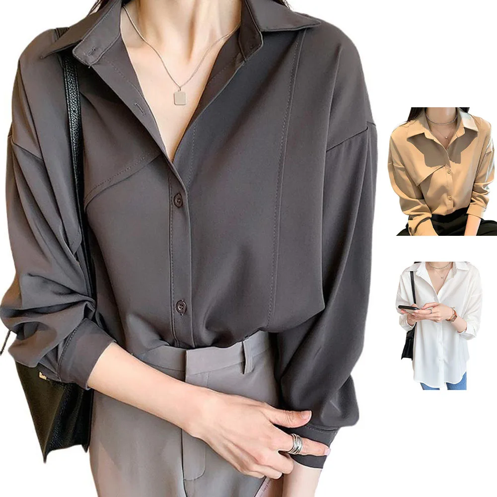 Frühling Sommer Hemd Frauen Casual Wear Minority Design XL Grau Chiffon Hemd Casual Kleid Hemd Pflegeleicht Hemd