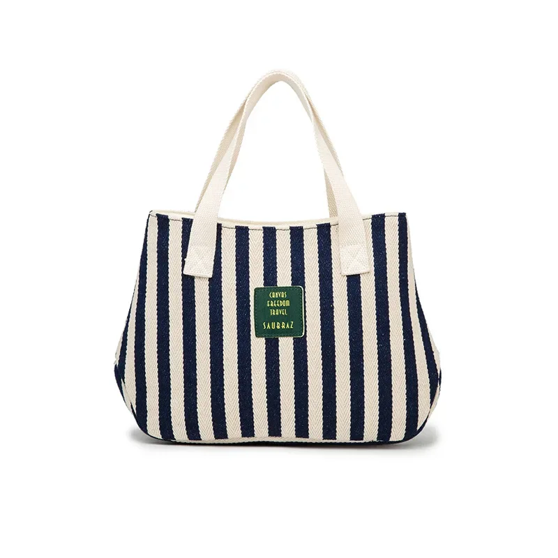 Korean Style New Canvas Bag, Thickened Striped Women's Bag, Simple Fabric Bag, Versatile Handbags