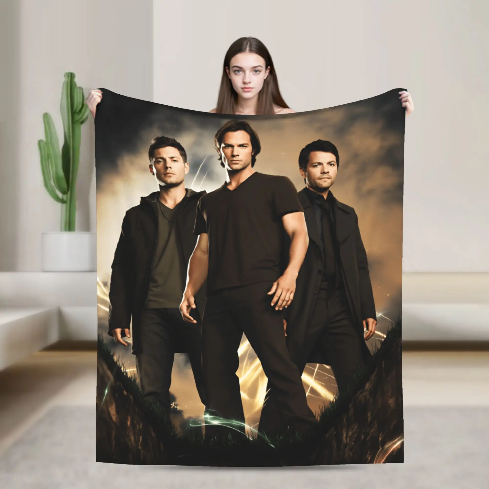 3D SPN Supernatural Sign Dean Sam Blanket  Airplane Travel Flannel Throw Blanket For Couch Chair Super Soft Customized Bedspread