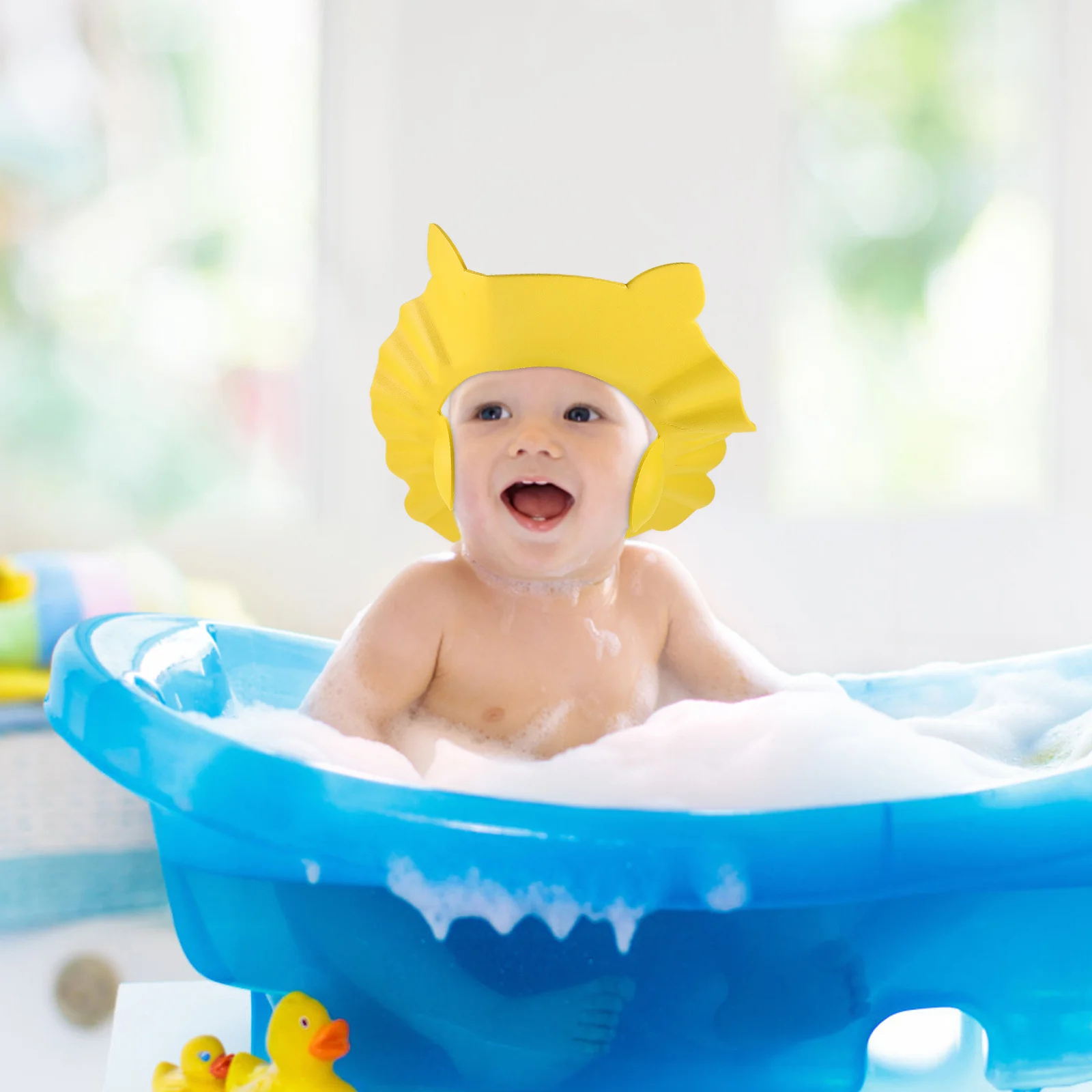 

2Pcs Waterproof Shower Cap for Baby Adjustable Hair Washing Hat with Ear Protection Kids Bathing Shampoo Shield