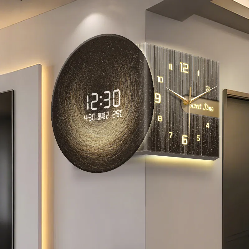 Night Light Luxury Wall Clock Fashion Unique Modern Bedroom Digital Clock Design Nordic Cute Orologio Da Parete Home Decor Items