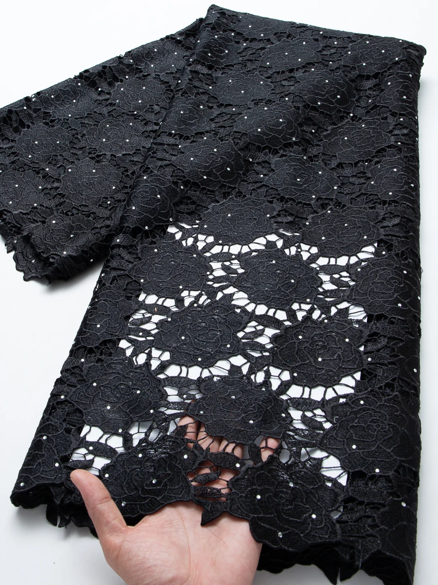 2026 New Guipure Cord Lace Fabric African Guipure Cord Lace Nigerian Water Soluble for Women Evening Party Dresses,5yards TY4694