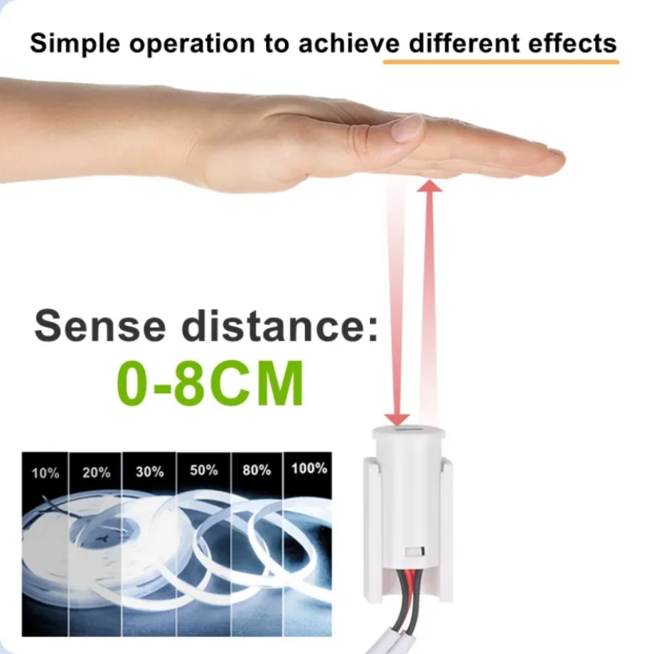 Hand Sweep Motion Sensor Switch 3.7~24V 100-0% Infinite Dimming 12V 24V Home Lighting Accessory Light Strip Bulb Control Dimming