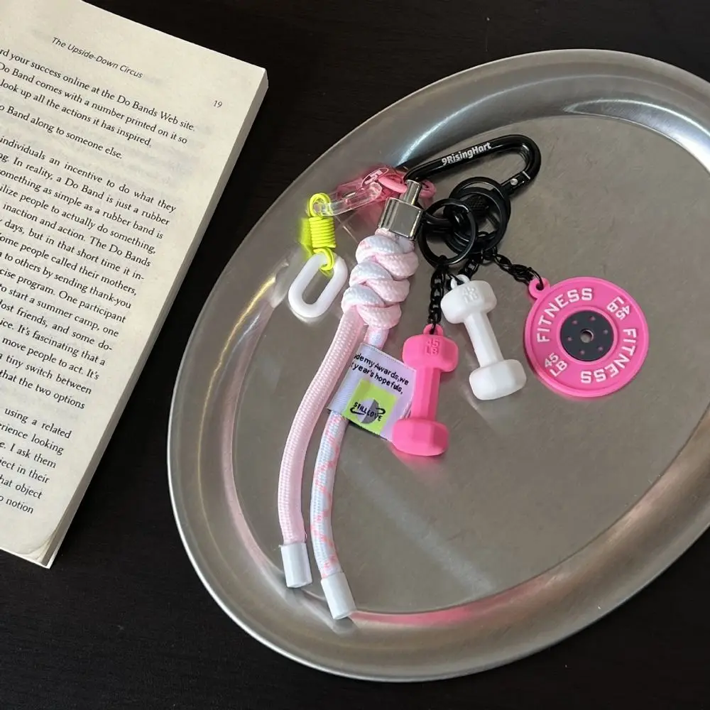 

Mini Fitness Series Pendant Colorful Kettlebells Barbell Plates Key Chain Bag Charm Creative Simulation Dumbbells Keyring