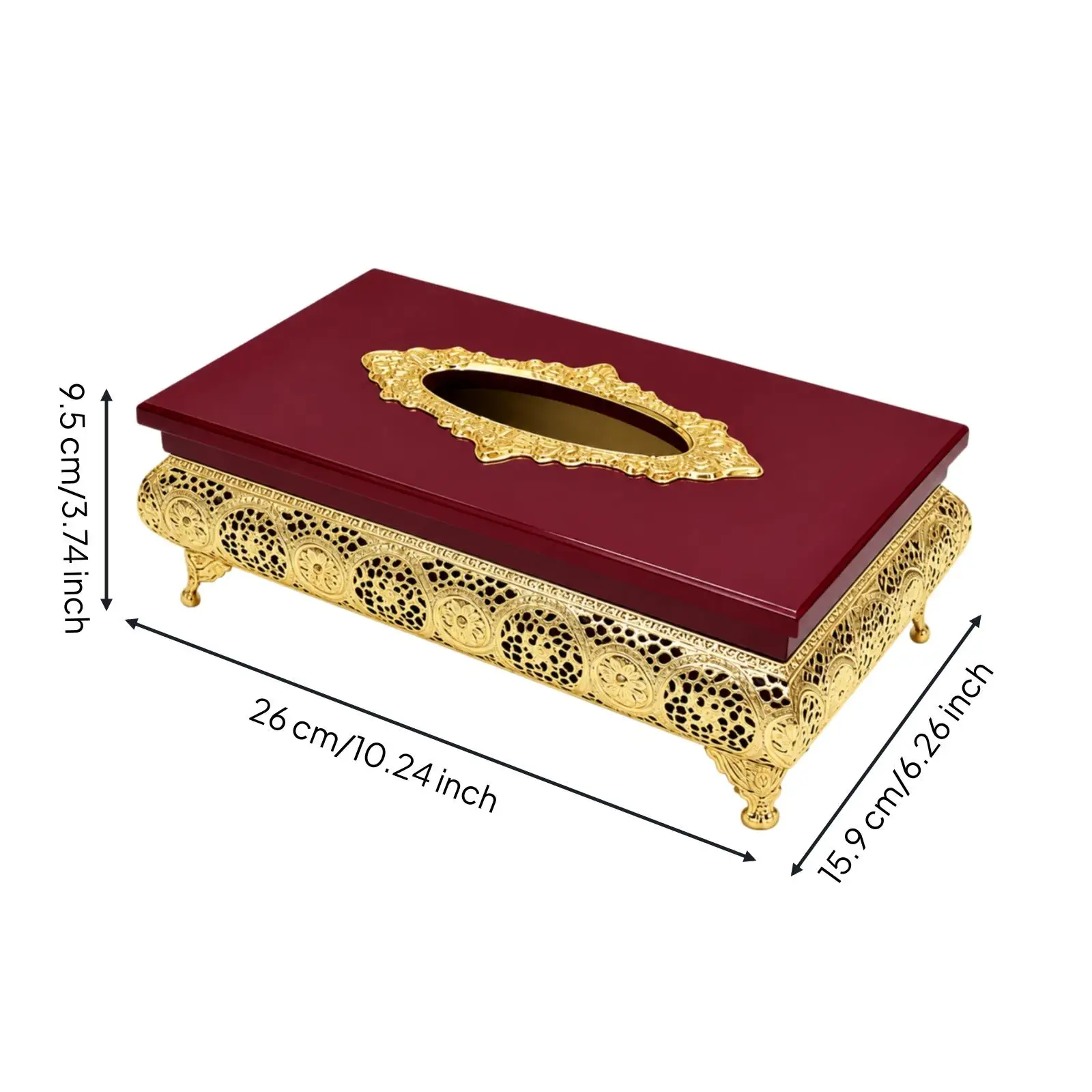 Elegant Wood Tissue Box Cover with Hinged Lid and Raised Pattern for Bathroom Countertop Napkin Storage Organizer