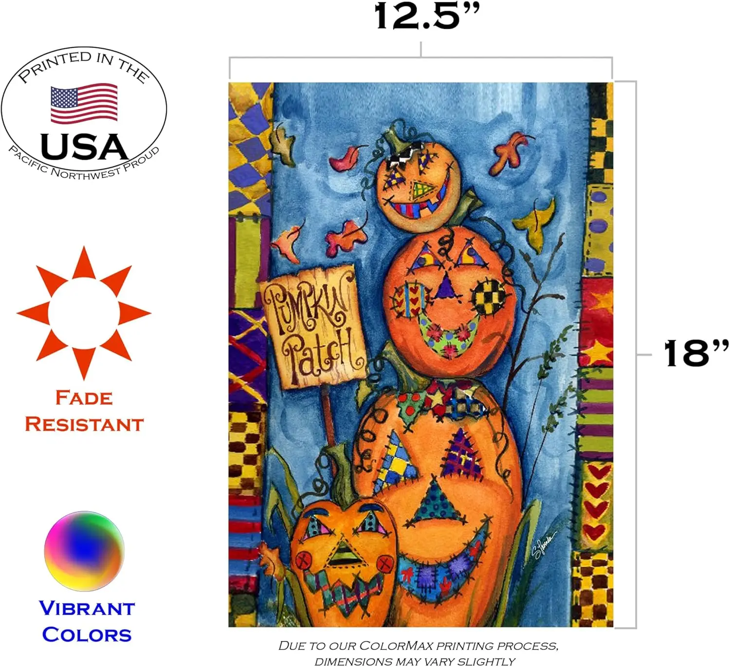 Toland Home Garden 112547 Pumpkin Patch Halloween Flag 12x18 Inch Double Sided for Outdoor Jack O Lantern House Yard Decoration