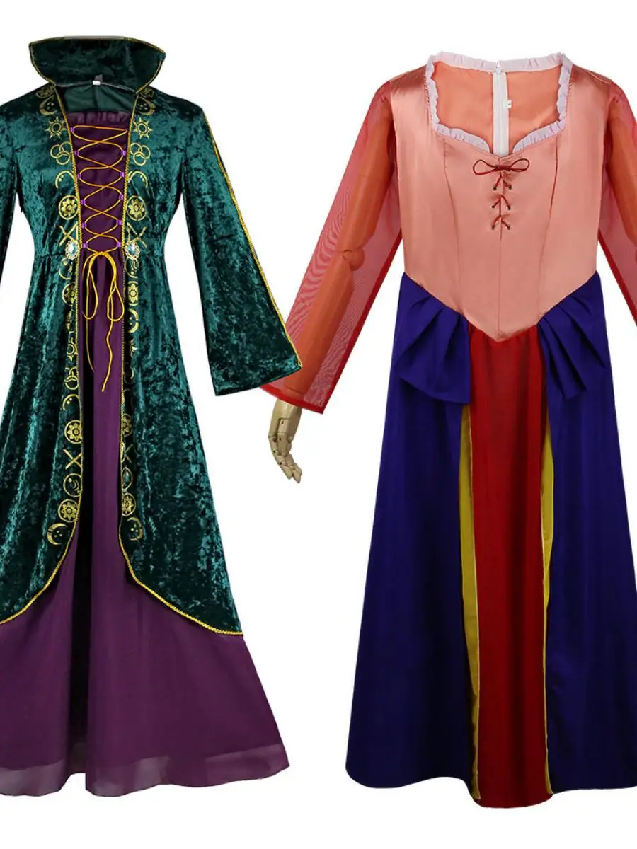 ชุดคอสเพลย์แม่มดวิลลี่เฟรด ดร. ยุคกลาง สำหรับการแสดงบนเวที ชุดแฟนซีผู้หญิงสำหรับวันฮาโลวีน ผ้าฝ้าย สมจริงตามยุค