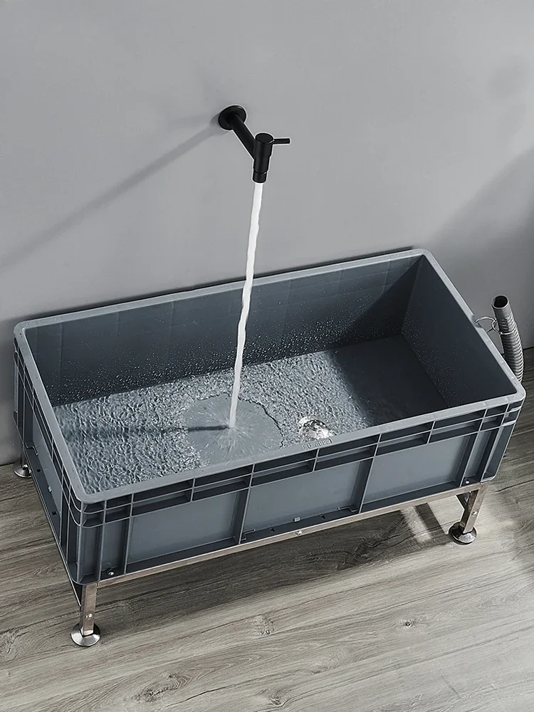 Mobile mop pool floor standing stainless steel hanger balcony outdoor large and small size mop pool