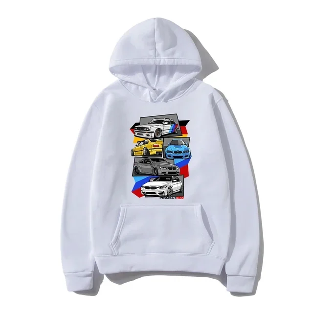 Hoodie Fashion Pria Grafis Initial D Klasik E30 E46 E92 F80 M3 E36 Unisex Hip Hop Pullover Sweatshirt Grafis Mobil