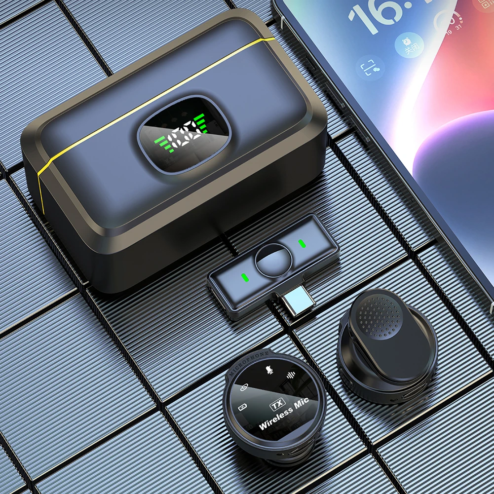 Wireless Lapel Microphone USB-C /for iOS Interface Small Mini Clip Lapel Lav Mic 50H Battery for Android/iPhone/Camera/PC/Laptop