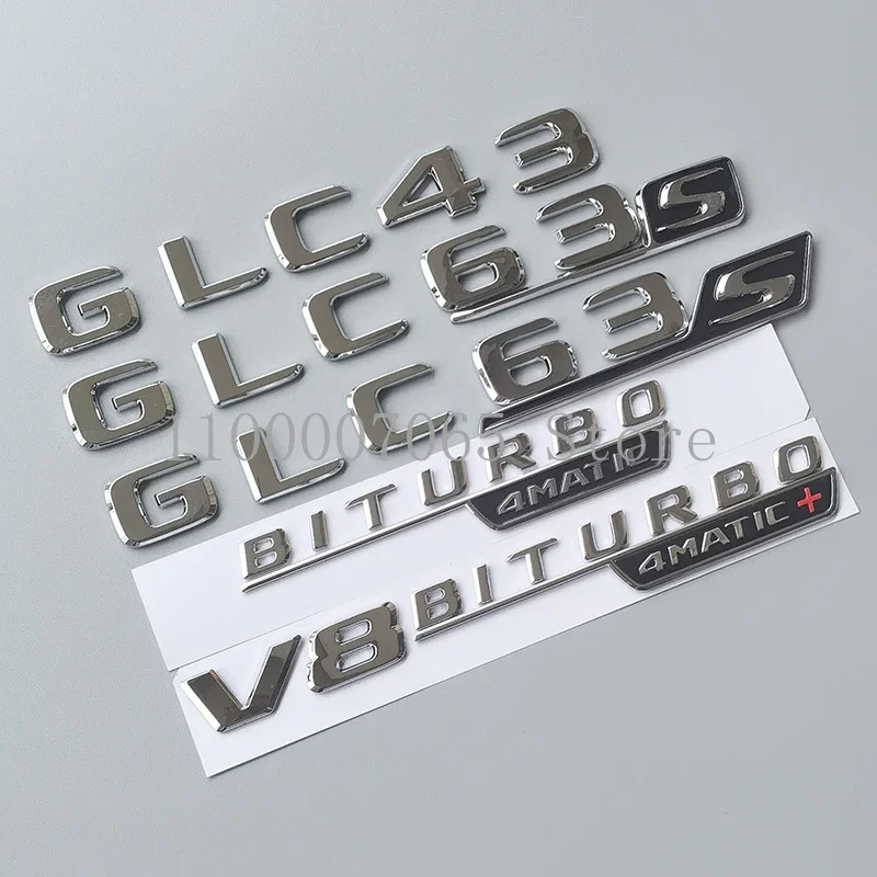 2017 Chrome Letters GLC43 GLC63 GLC63S V8 Biturbo 4matic+ Emblem for Car Fender Trunk X253 Rear Logo Sticker