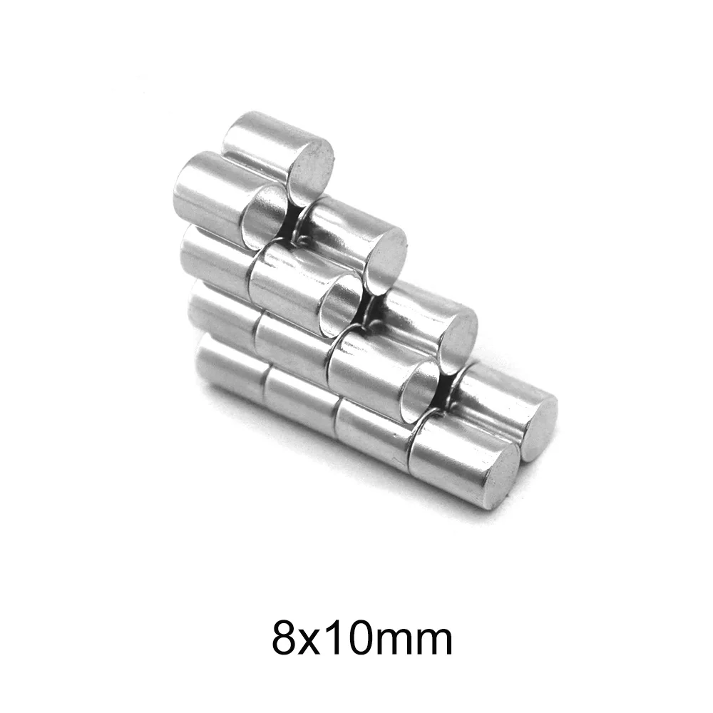 8X10 Strong Cylinder Magnet Round Neodymium Magnets 8mm X 10mm For Home Refrigerators, Offices DIY 8*10 8x10mm